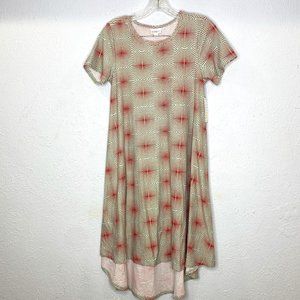 LuLaRoe NWT Carly high/low short sleeved dress size XXS, in red and sea foam.